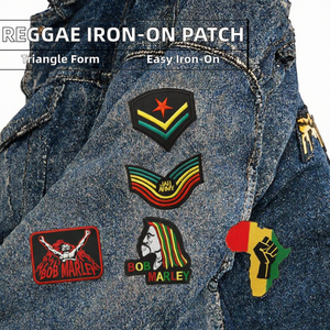Juego de Parches Bordados Termoadhesivos de Bob Marley con Colores Rasta y Temas Reggae para Accesorios de Ropa - Product Image 2