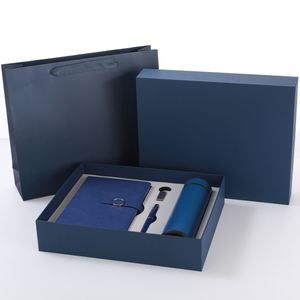 Wholesale Promotional Luxury Blue PP Leather Hard Cover <b>Notebook</b> Pen Gift Set with Custom <b>Diary</b> Thermos Cup and Water Bottle - Product Image 1