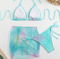 Dropshipping Gradiënt Nieuwe Sexy Mesh Doorzichtige Bikini Pak Halter Push Up Spa Strand Badpak 2025 Voor Vrouwen