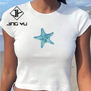 T-shirt court personnalisé d'été sexy imprimé en gros T-shirt en coton de haute qualité pour femmes - Product Image 3