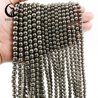 Zhe Ying 6mm 8mm 10mm Runde Naturstein Pyrit Perlen Armband Heil kristall Lose goldene Pyrit Perlen