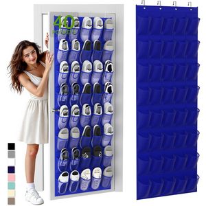 Over The Door Shoe Organizer 40 Pockets Breathable Mesh Hanging <b>Rack</b> <b>For</b> Shoes <b>Storage</b> Behind Doors On Walls Navy Blue - Product Image 1