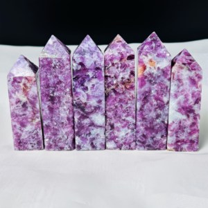 Tour en cristal naturel en gros, pointe de mica violet, obélisque de lépidolite, pierre précieuse en vrac pour l'artisanat et la décoration intérieure - Product Image 3