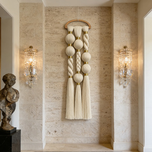 Lussuoso Quadro da Parete in Macramè con Dettagli Dorati per Arredamento di Salotti e Ingressi di Alta Gamma - Product Image 4