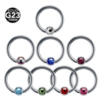 Anneaux de piercing en titane ASTM F136 personnalisés en gros, anneau à bille captive plat serti de bijoux, anneaux de poitrine, anneaux multi-usages
