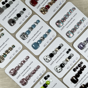 14 Uñas Postizas de Lujo, Cortas y Cuadradas, Uñas Acrílicas para Pies, Hechas a Mano, Uñas Acrílicas a Presión - Product Image 1