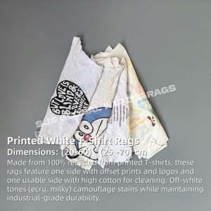 Paños Industriales Reutilizables de Algodón de Alta Resistencia para Uso Industrial de Alto Rendimiento, Trapos Blancos Impresos Tipo Camiseta - Product Image 2