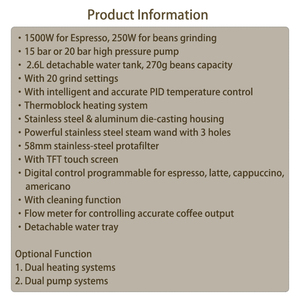 PANCERKA <b>Portable</b> Programmable <b>Coffee</b> <b>Maker</b> Double Boiler ULKA Pump Touch Screen PID Espresso Brew System Household - Product Image 3