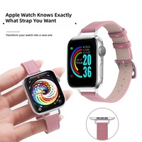 Bracelet de montre en cuir microfibre pour Apple Watch Series, boucle simple, boucle à ardillon, bracelet tendance, logo personnalisé OEM