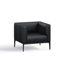 Canapé de bureau moderne en cuir PU noir avec pieds thermolaqués pour directeur général et PDG – Projet FF&E