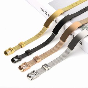 Pulsera ajustable con hebilla de cinturón de malla de joyería de acero inoxidable con citas inspiradoras personalizadas al por mayor - Product Image 5