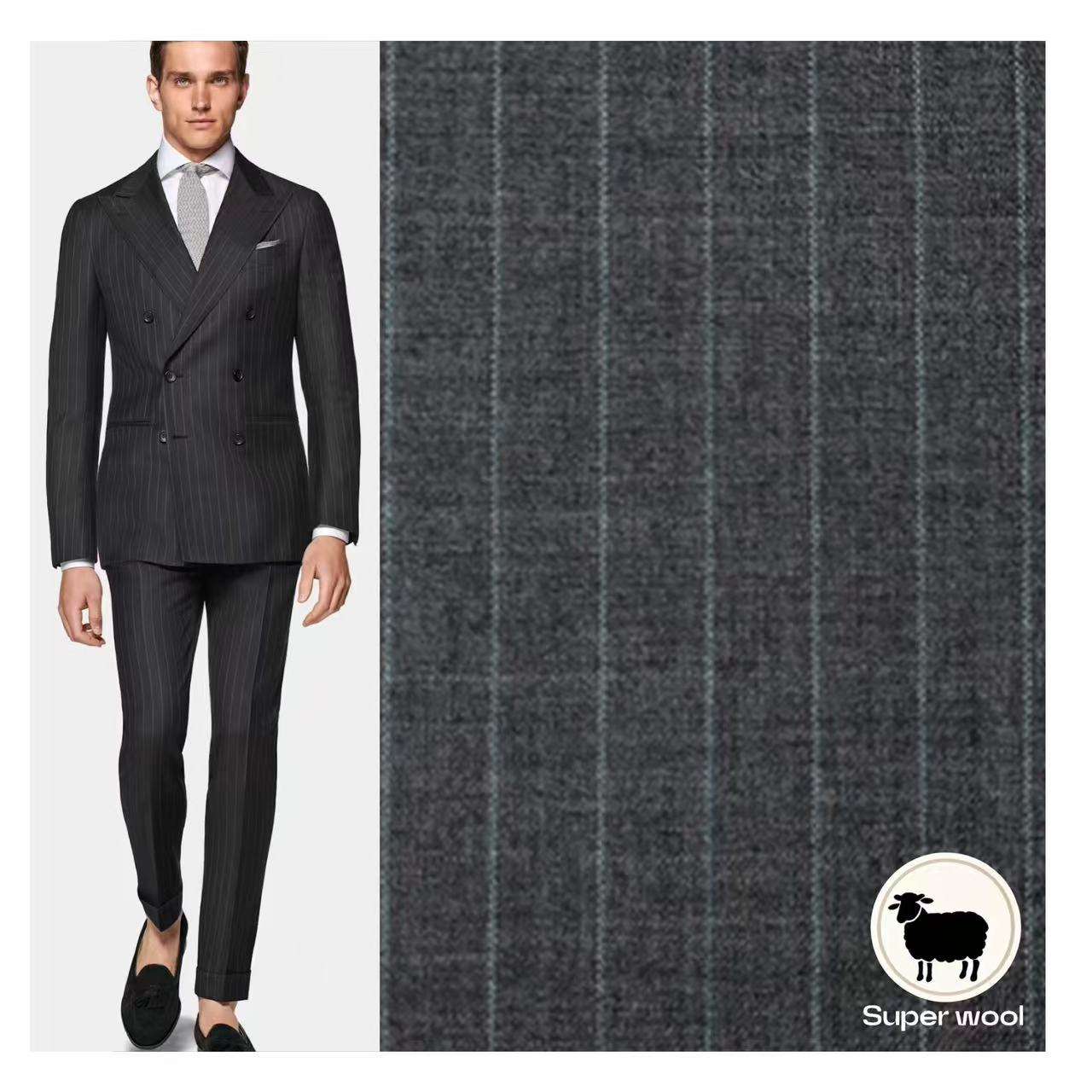 Italian 280g/m Eco-Friendly Herringbone Woven Suit Fabric 97