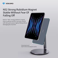 Support magnétique pour tablette gris, support magnétique pour tablette en alliage d'aluminium, pliable, réglable, rotation à 360°, forte aspiration