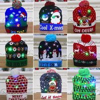 Nuovo Cappello Natalizio LED a Tema Cartone Animato, Lavorato a Maglia di Alta Qualità con Luci Colorate, per Adulti e Bambini, Decorazione Natalizia a Tema Dinosauro