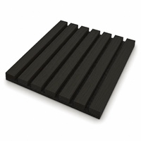 Panneau acoustique en bois noir WYRAX avec lattes en bois et feutre noir pour hôtel, salle de conférence, mur acoustique