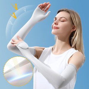 Mangas de protección solar de seda helada para mujer, guantes de ciclismo al aire libre de longitud extendida con protección UV XG60 - Product Image 2