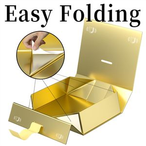 Coffret cadeau personnalisé de luxe magnétique brillant et élégant en or ruban jaune <span class=keywords><strong>meilleurs</strong></span> <span class=keywords><strong>voeux</strong></span> parfait pour <span class=keywords><strong>les</strong></span> besoins d'emballage de cadeaux de mariage et d'anniversaire - Product Image 3