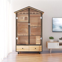 Série d'armoires pour chats en bois massif, villa rectangulaire pour chats, cage à chat à double étage avec tiroirs, maison pour chats extra-large sans porte