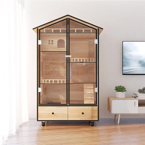 Serie de Gabinetes para Gatos, Villa Rectangular de <span class=keywords><strong>Madera</strong></span> Maciza para Gatos, <span class=keywords><strong>Jaula</strong></span> de Dos Pisos con Cajones, Casa Extra Grande para Gatos Sin Puerta - Product Image 2