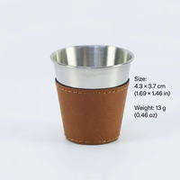 Verres à shot miniatures en similicuir personnalisables avec logo, gravables au laser, 1 oz (30 ml), en acier inoxydable, pour bar, cadeau pour homme