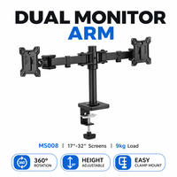 Support de bureau double écran à mouvement complet 360° pivotant, inclinable et orientable avec arrêt libre pour moniteur de 17 à 32 pouces VESA 75 100 mm Noir