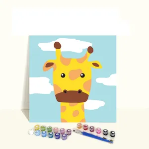 Оптовая продажа, 20x20 простых картин с изображением мультяшных животных по номерам для детей