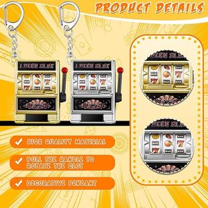 Express Shipping Mini Slot Machine Keychain Wholesale Las Vegas Souvenirs Working Handle Casino Keychain Lucky Jackpot Charm - Product Image 3