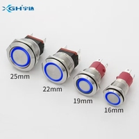 Interrupteur à bouton-poussoir électronique en acier inoxydable à courant élevé, entièrement éclairé, avec diamètres de trou de 16/19/22/25 mm