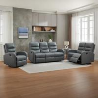 Fauteuil inclinable manuel à une place en cuir synthétique microfibre avec repose-pieds extensible et structure en bois massif pour salon