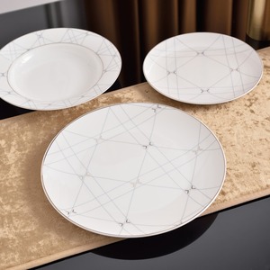Vajilla de Porcelana Fina Blanca de Lujo en Oferta, Juego de Platos de Porcelana con Borde Dorado, Plato de Cerámica para Bodas y Fiestas - Product Image 6