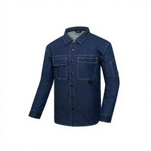 Camisa de Trabajo de Mezclilla Elástica con Diseño de Múltiples Bolsillos y Botones a Presión |   T-BUC TB-19-16 OEM/ODM Marca Coreana - Product Image 6