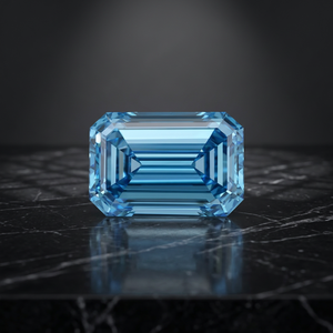 Diamant bleu de 1 carat, taille émeraude, cultivé en laboratoire, clarté VS1, diamant bleu de qualité supérieure, diamant non monté - Product Image 1