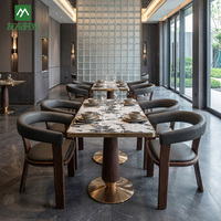 Meubles d'hôtel modernes de luxe en gros, chaises en bois massif, ensembles de tables en pierre frittée pour projets commerciaux de restaurants et cafés