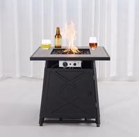 Table de foyer à gaz rectangulaire moderne en acier et fer rotin pour jardin et chauffage au propane