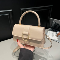 Bolso Bandolera Pequeño Cuadrado de Color Sólido, Informal y Portátil, Nuevo Bolso Cruzado Texturizado de Moda Otoño-Invierno para Mujer
