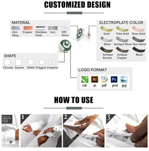 ギフトボックス付き男性用カフリンクスシルバーとゴールドカラーの鉄素材 - Product Image 6