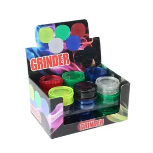 Wholesale Round Shape Custom Plastic Herb Grinder 3 Parts Tobacco Spice Dry Acrylic Bio Plastic Grinders Herb Custom Logo