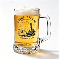 Chope à bière classique transparente sans plomb personnalisée avec impression de logo, base lourde, pour bar, restaurant, brasserie, cadeau