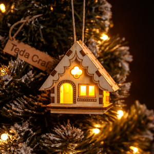 Décoration <span class=keywords><strong>de</strong></span> Noë<span class=keywords><strong>l</strong></span> à suspendre à <span class=keywords><strong>l</strong></span>'arbre : Mini maison <span class=keywords><strong>de</strong></span> village scénique avec lumières LED – Meilleures ventes - Product Image 1