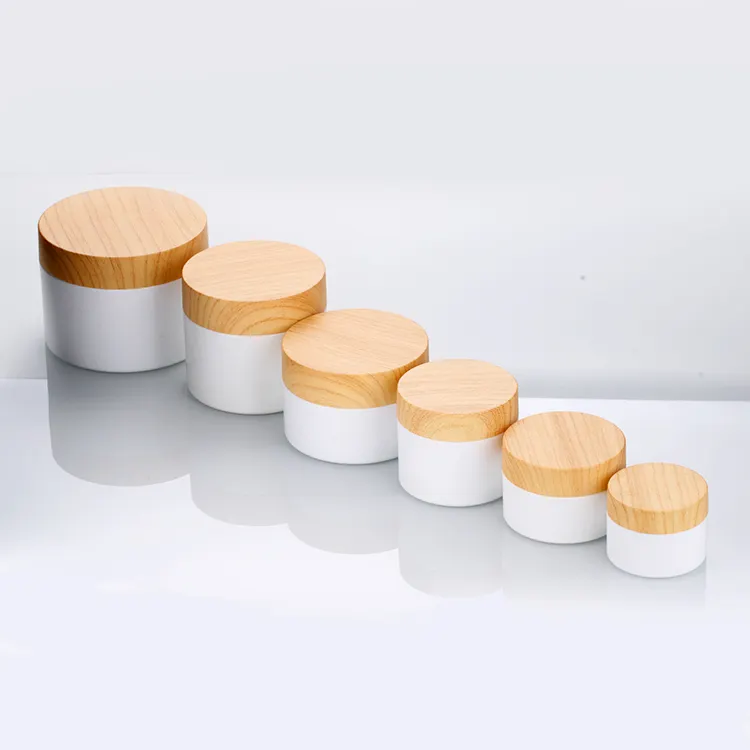 10g 15g 30g 50g 100g 200g bamboo lid big size cream cosmetic plastic jars wood tops