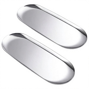 Oval Stainless Steel <b>Storage</b> <b>Trays</b> Polished Finish Minimalist Design Single Tier for Bathroom Jewelry Neatening Organization - Product Image 3