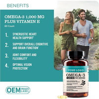 OMEGA-3 Plus Vitamine E 1000mg Huile de Poisson Renforce l'Immunité Soutient les Fonctions Cognitives et Cérébrales Soutient la Santé Cardiaque