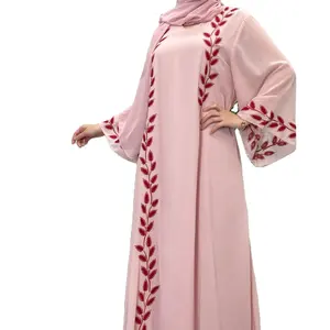 2024迪拜阿巴亚穆斯林连衣裙高品质长加大码阿拉伯迪拜伊斯兰阿巴亚卡夫坦斯女性穆斯林连衣裙，带头套