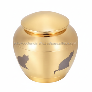 Couleur bleue Urnes en laiton de qualité supérieure pour chat et chien Urnes funéraires commémoratives pour animaux de compagnie pour cendres de chat et de chien Urnes en gros à bas prix - Product Image 1
