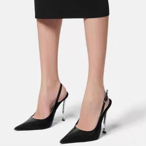 2024 European American Special-Shape Heel Metal Buckle Ultra High Ankle Strap Sandals Summer Hot Sale - Product Image 1