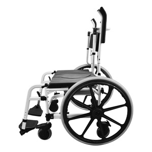 Aluminum Alloy <b>Commode</b> <b>Chair</b> With Armrests 22 Inch Rear Wheel Foldable Pedals For Elderly Bathroom Use - Product Image 2