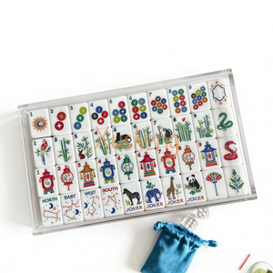 Ensemble de Mahjong Américain Pliable de Luxe, 160 Tuiles, Écologique, Comprend des Accessoires de Mahjong <span class=keywords><strong>Gratuits</strong></span> pour <span class=keywords><strong>les</strong></span> Jeux de Table - Product Image 4