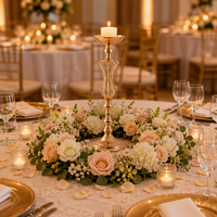 Photophore doré à taille fine, pot de fleurs de table, marqueur d'allée plaqué or de style européen pour la décoration de mariage et de fête