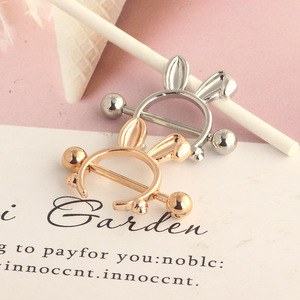 Anillo de Pezón de Acero Inoxidable para Mujer, Diseño de Conejo de Dibujos Animados, Regalo de Compromiso/Boda, Chapado en Oro Rosa/Plata - Product Image 5