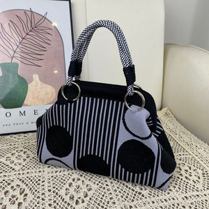 Bolso Tote de Poliéster Tejido con Diseño Retro de Pata de Gallo, Bolso Tipo Dumpling, Bolso de Hombro, Versátil, Casual, Urbano, Sencillo, Venta al Por Mayor de Fábrica - Product Image 4